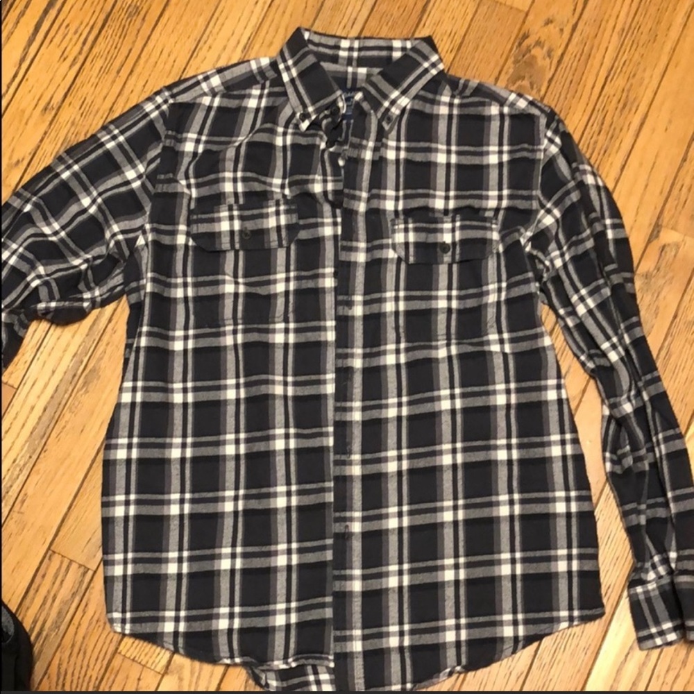 Grey Plaid button flannel shirt NWOT Faded Glory M